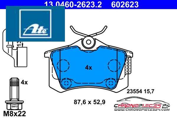 Achat de ATE 13.0460-2623.2 Kit de plaquettes de frein, frein à disque pas chères