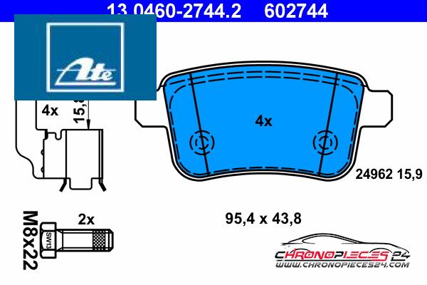 Achat de ATE 13.0460-2744.2 Kit de plaquettes de frein, frein à disque pas chères