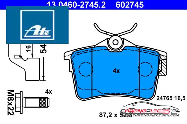 Achat de ATE 13.0460-2745.2 Kit de plaquettes de frein, frein à disque pas chères