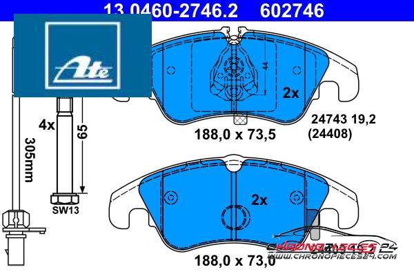 Achat de ATE 13.0460-2746.2 Kit de plaquettes de frein, frein à disque pas chères