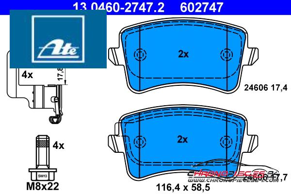 Achat de ATE 13.0460-2747.2 Kit de plaquettes de frein, frein à disque pas chères