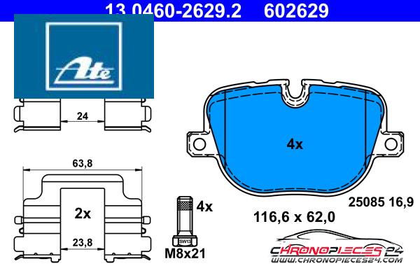 Achat de ATE 13.0460-2629.2 Kit de plaquettes de frein, frein à disque pas chères