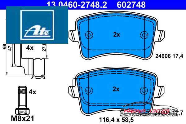 Achat de ATE 13.0460-2748.2 Kit de plaquettes de frein, frein à disque pas chères