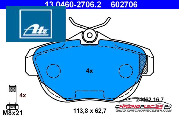 Achat de ATE 13.0460-2706.2 Kit de plaquettes de frein, frein à disque pas chères