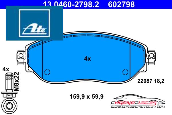 Achat de ATE 13.0460-2798.2 Kit de plaquettes de frein, frein à disque pas chères