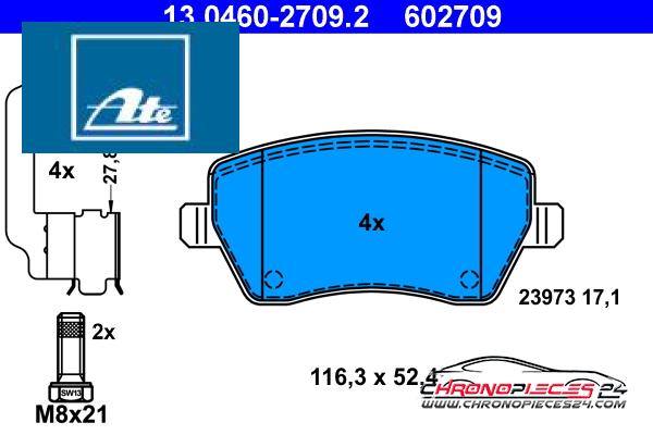 Achat de ATE 13.0460-2709.2 Kit de plaquettes de frein, frein à disque pas chères