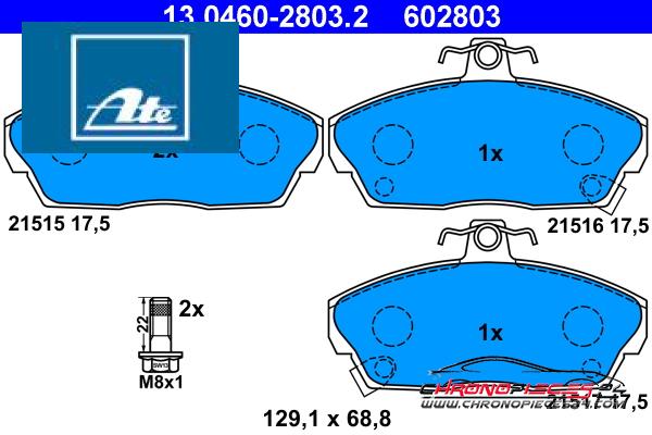 Achat de ATE 13.0460-2803.2 Kit de plaquettes de frein, frein à disque pas chères