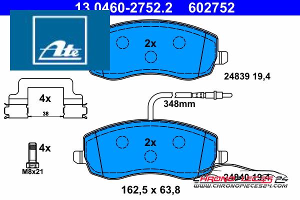 Achat de ATE 13.0460-2752.2 Kit de plaquettes de frein, frein à disque pas chères