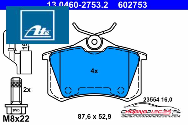 Achat de ATE 13.0460-2753.2 Kit de plaquettes de frein, frein à disque pas chères