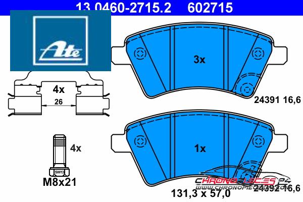 Achat de ATE 13.0460-2715.2 Kit de plaquettes de frein, frein à disque pas chères