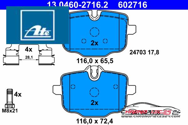 Achat de ATE 13.0460-2716.2 Kit de plaquettes de frein, frein à disque pas chères