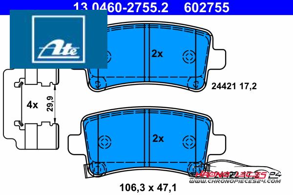 Achat de ATE 13.0460-2755.2 Kit de plaquettes de frein, frein à disque pas chères