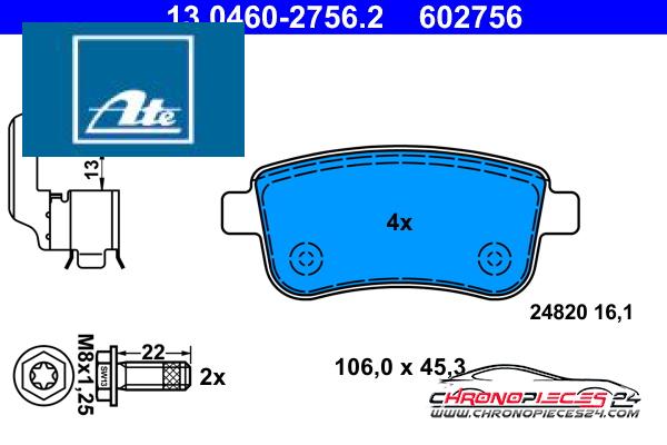 Achat de ATE 13.0460-2756.2 Kit de plaquettes de frein, frein à disque pas chères