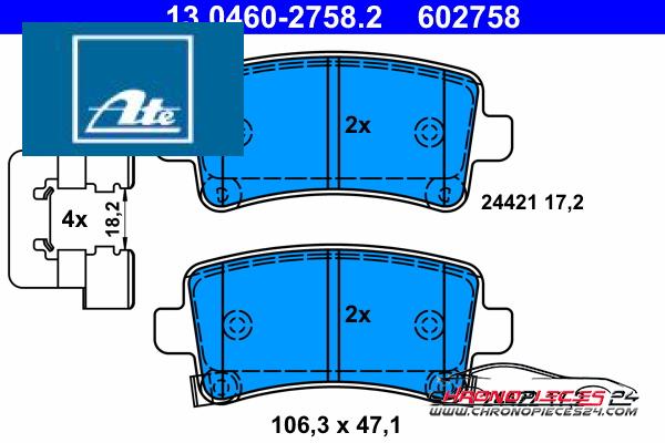 Achat de ATE 13.0460-2758.2 Kit de plaquettes de frein, frein à disque pas chères