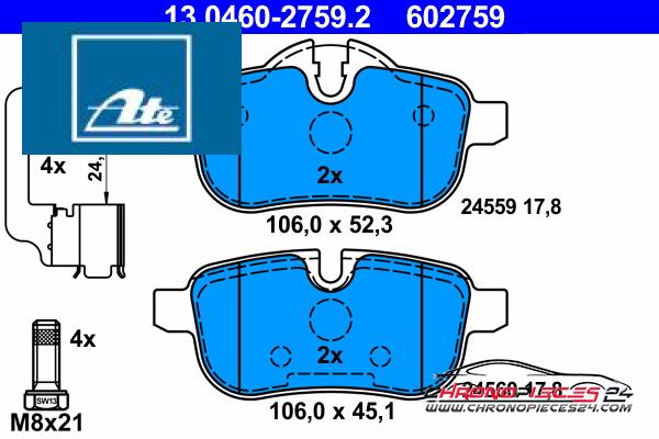 Achat de ATE 13.0460-2759.2 Kit de plaquettes de frein, frein à disque pas chères