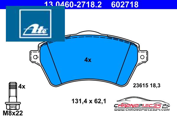 Achat de ATE 13.0460-2718.2 Kit de plaquettes de frein, frein à disque pas chères