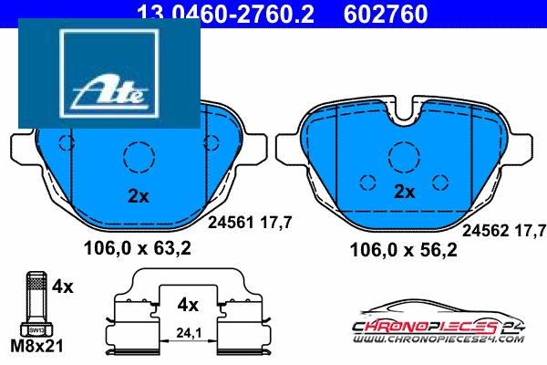 Achat de ATE 13.0460-2760.2 Kit de plaquettes de frein, frein à disque pas chères