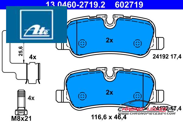 Achat de ATE 13.0460-2719.2 Kit de plaquettes de frein, frein à disque pas chères