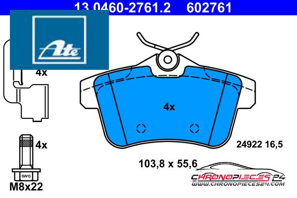 Achat de ATE 13.0460-2761.2 Kit de plaquettes de frein, frein à disque pas chères