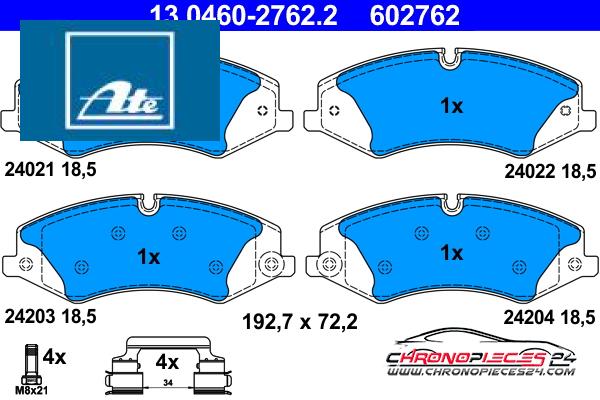 Achat de ATE 13.0460-2762.2 Kit de plaquettes de frein, frein à disque pas chères