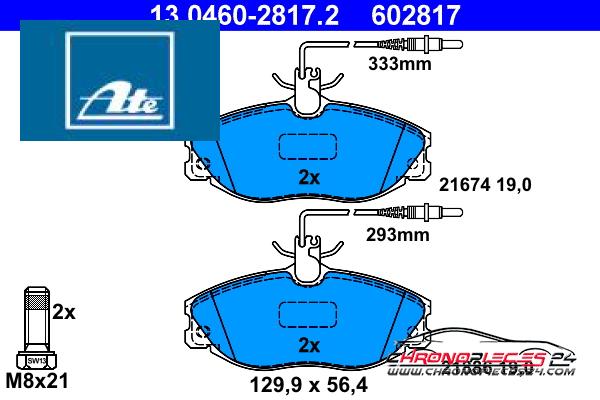 Achat de ATE 13.0460-2817.2 Kit de plaquettes de frein, frein à disque pas chères