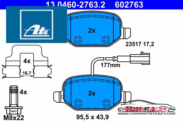 Achat de ATE 13.0460-2763.2 Kit de plaquettes de frein, frein à disque pas chères