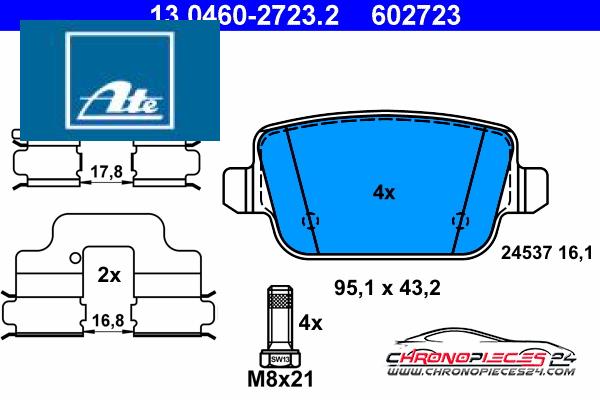 Achat de ATE 13.0460-2723.2 Kit de plaquettes de frein, frein à disque pas chères