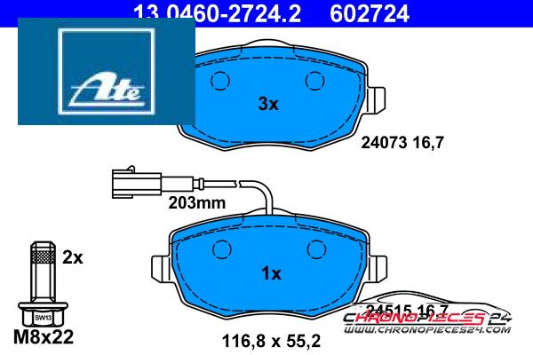 Achat de ATE 13.0460-2724.2 Kit de plaquettes de frein, frein à disque pas chères