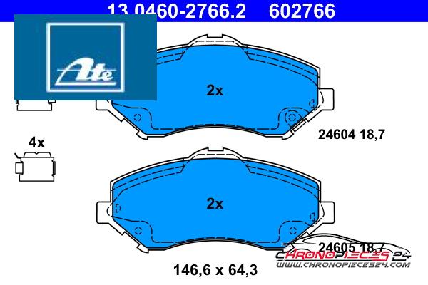 Achat de ATE 13.0460-2766.2 Kit de plaquettes de frein, frein à disque pas chères