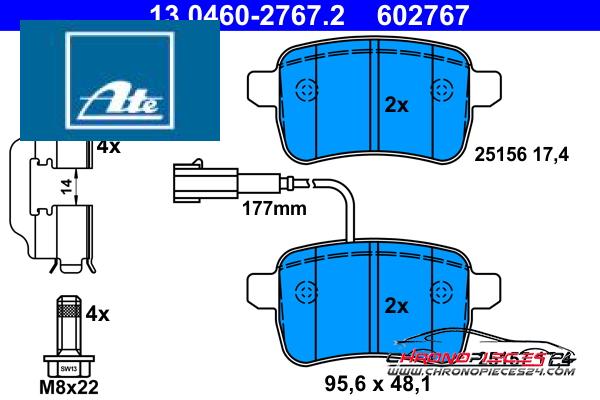 Achat de ATE 13.0460-2767.2 Kit de plaquettes de frein, frein à disque pas chères