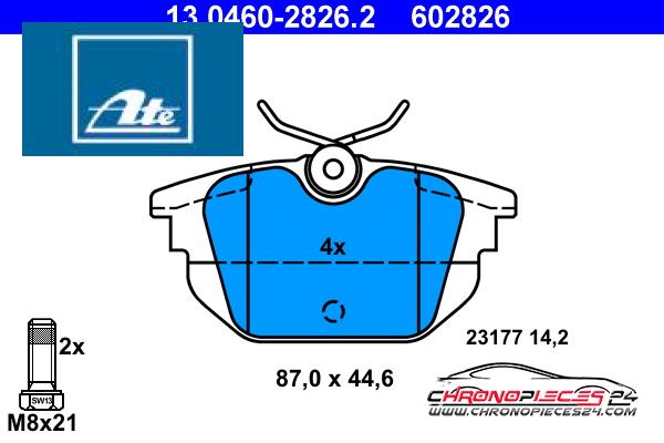 Achat de ATE 13.0460-2826.2 Kit de plaquettes de frein, frein à disque pas chères