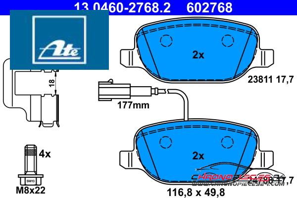 Achat de ATE 13.0460-2768.2 Kit de plaquettes de frein, frein à disque pas chères