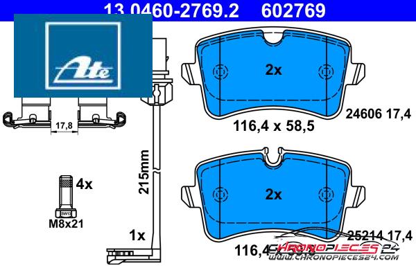 Achat de ATE 13.0460-2769.2 Kit de plaquettes de frein, frein à disque pas chères