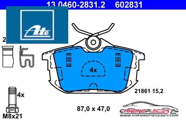 Achat de ATE 13.0460-2831.2 Kit de plaquettes de frein, frein à disque pas chères