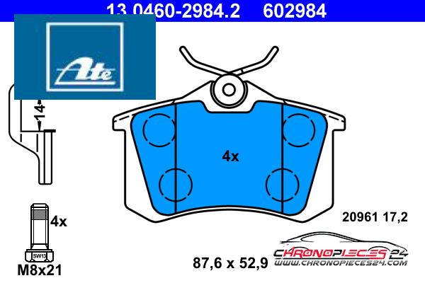 Achat de ATE 13.0460-2984.2 Kit de plaquettes de frein, frein à disque pas chères