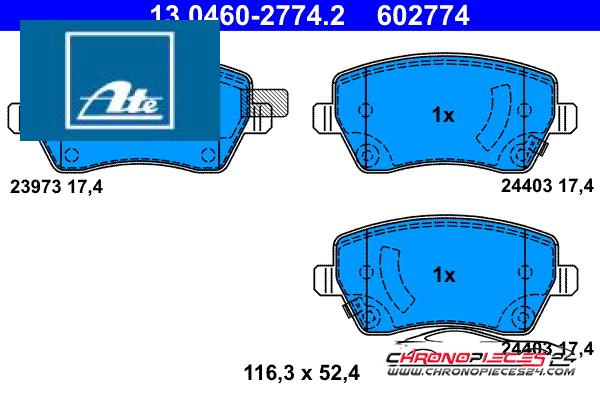 Achat de ATE 13.0460-2774.2 Kit de plaquettes de frein, frein à disque pas chères