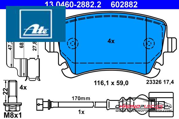 Achat de ATE 13.0460-2882.2 Kit de plaquettes de frein, frein à disque pas chères