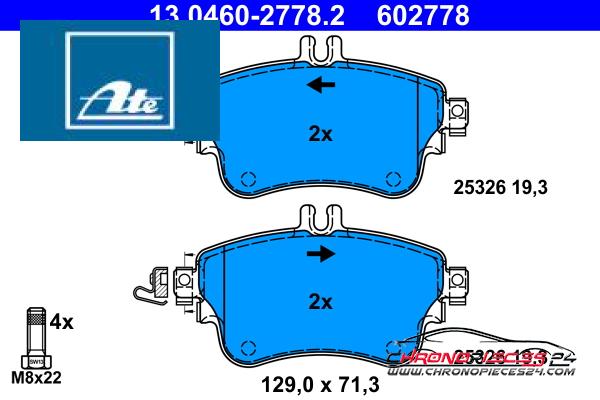 Achat de ATE 13.0460-2778.2 Kit de plaquettes de frein, frein à disque pas chères