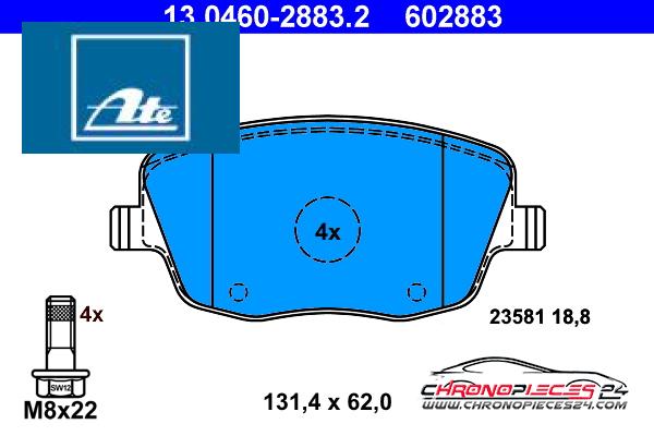 Achat de ATE 13.0460-2883.2 Kit de plaquettes de frein, frein à disque pas chères