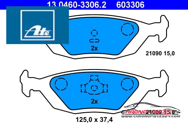 Achat de ATE 13.0460-3306.2 Kit de plaquettes de frein, frein à disque pas chères