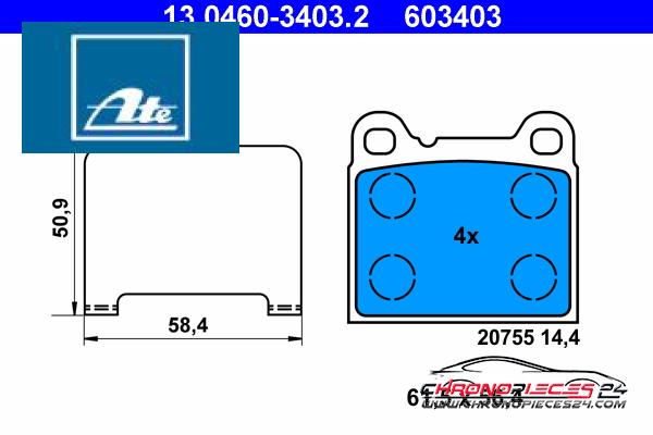 Achat de ATE 13.0460-3403.2 Kit de plaquettes de frein, frein à disque pas chères