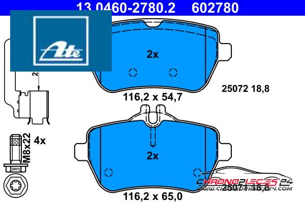 Achat de ATE 13.0460-2780.2 Kit de plaquettes de frein, frein à disque pas chères