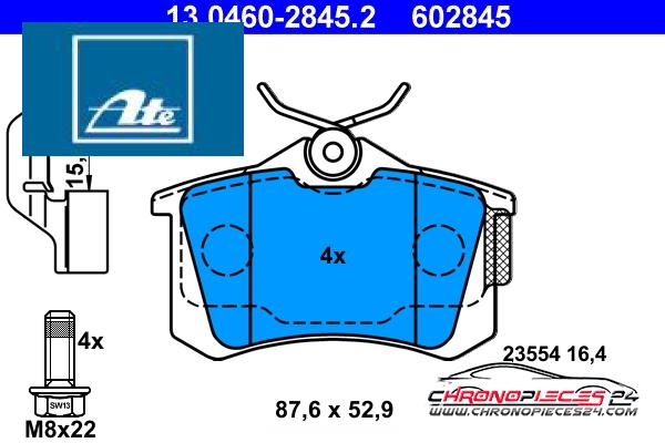 Achat de ATE 13.0460-2845.2 Kit de plaquettes de frein, frein à disque pas chères