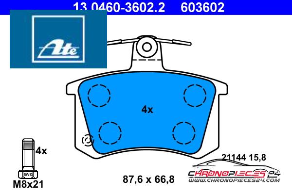 Achat de ATE 13.0460-3602.2 Kit de plaquettes de frein, frein à disque pas chères