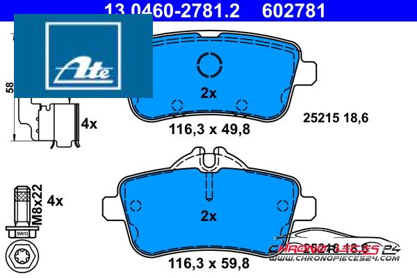 Achat de ATE 13.0460-2781.2 Kit de plaquettes de frein, frein à disque pas chères