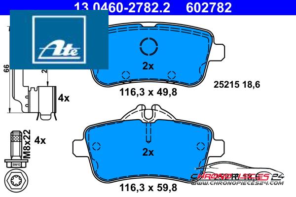 Achat de ATE 13.0460-2782.2 Kit de plaquettes de frein, frein à disque pas chères