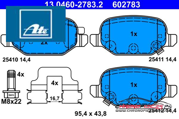 Achat de ATE 13.0460-2783.2 Kit de plaquettes de frein, frein à disque pas chères