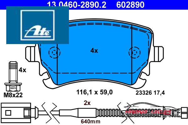 Achat de ATE 13.0460-2890.2 Kit de plaquettes de frein, frein à disque pas chères