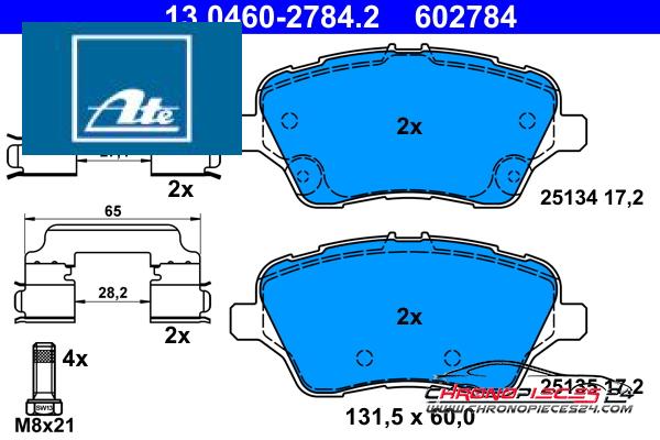 Achat de ATE 13.0460-2784.2 Kit de plaquettes de frein, frein à disque pas chères