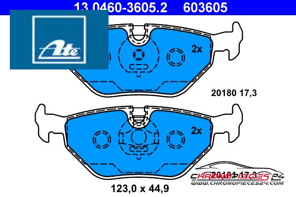 Achat de ATE 13.0460-3605.2 Kit de plaquettes de frein, frein à disque pas chères